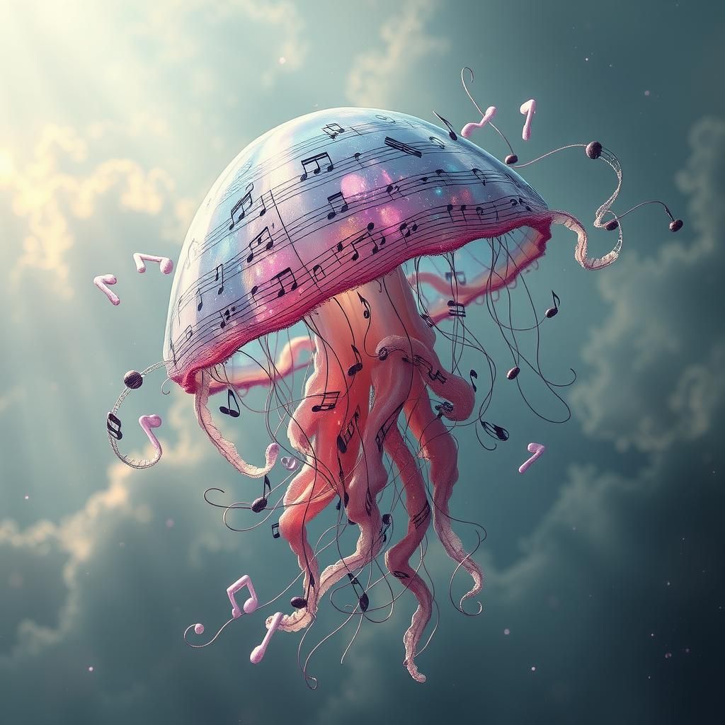Musical Jellyfish in Ethereal Landscape