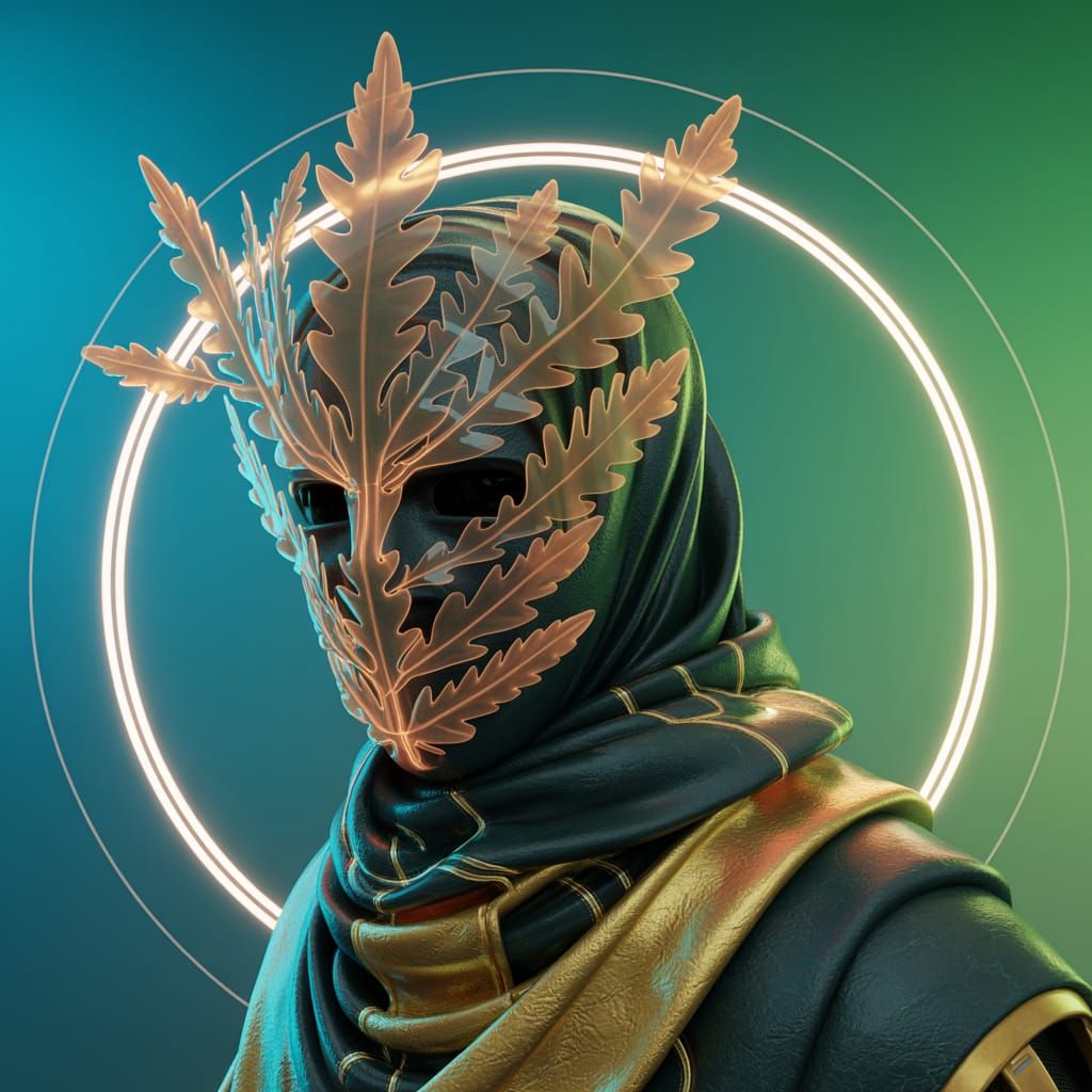 Neon Overgrowth Mask in Cyberpunk Style