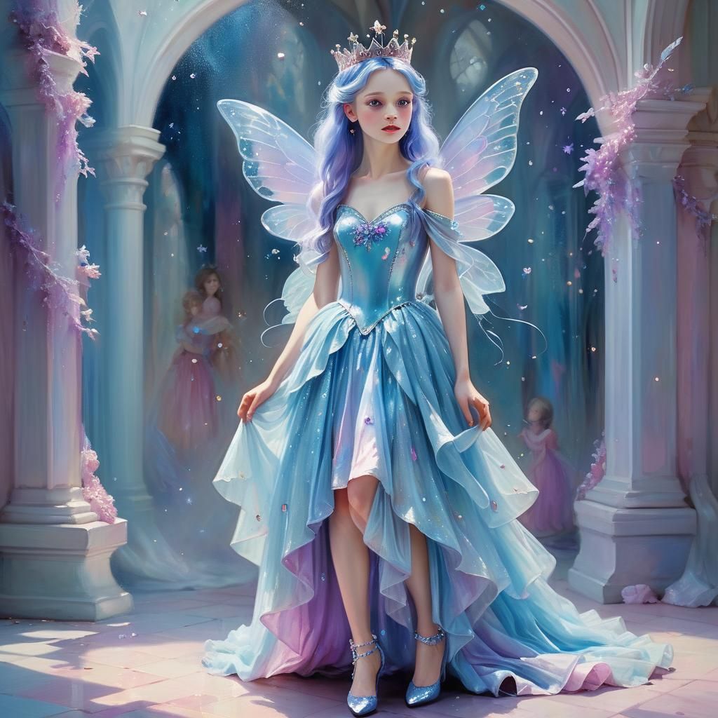 Ethereal Princess with Fairy Wings Oil Painting