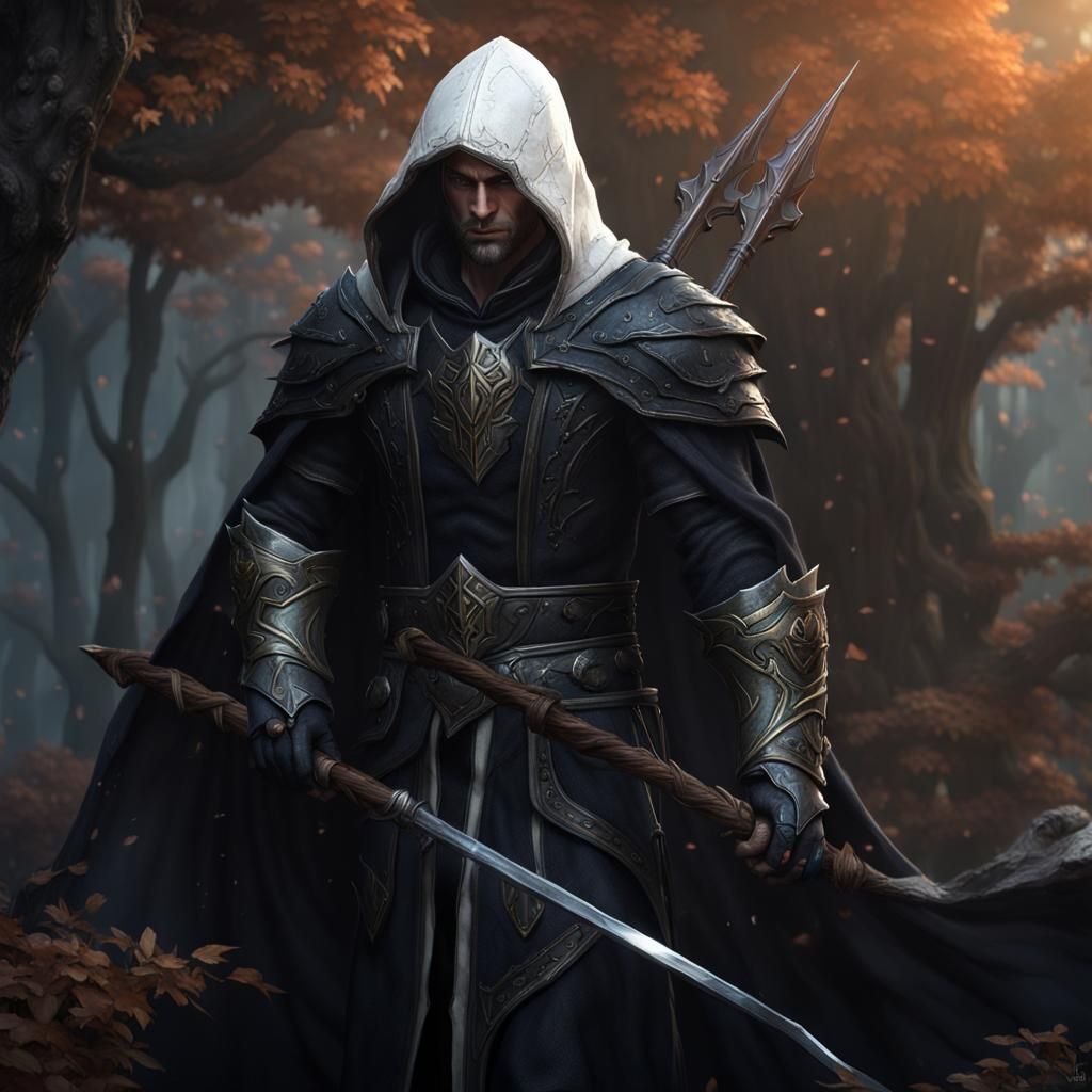 Dark Elf Cleric in Hooded Cloak: Fantasy Art
