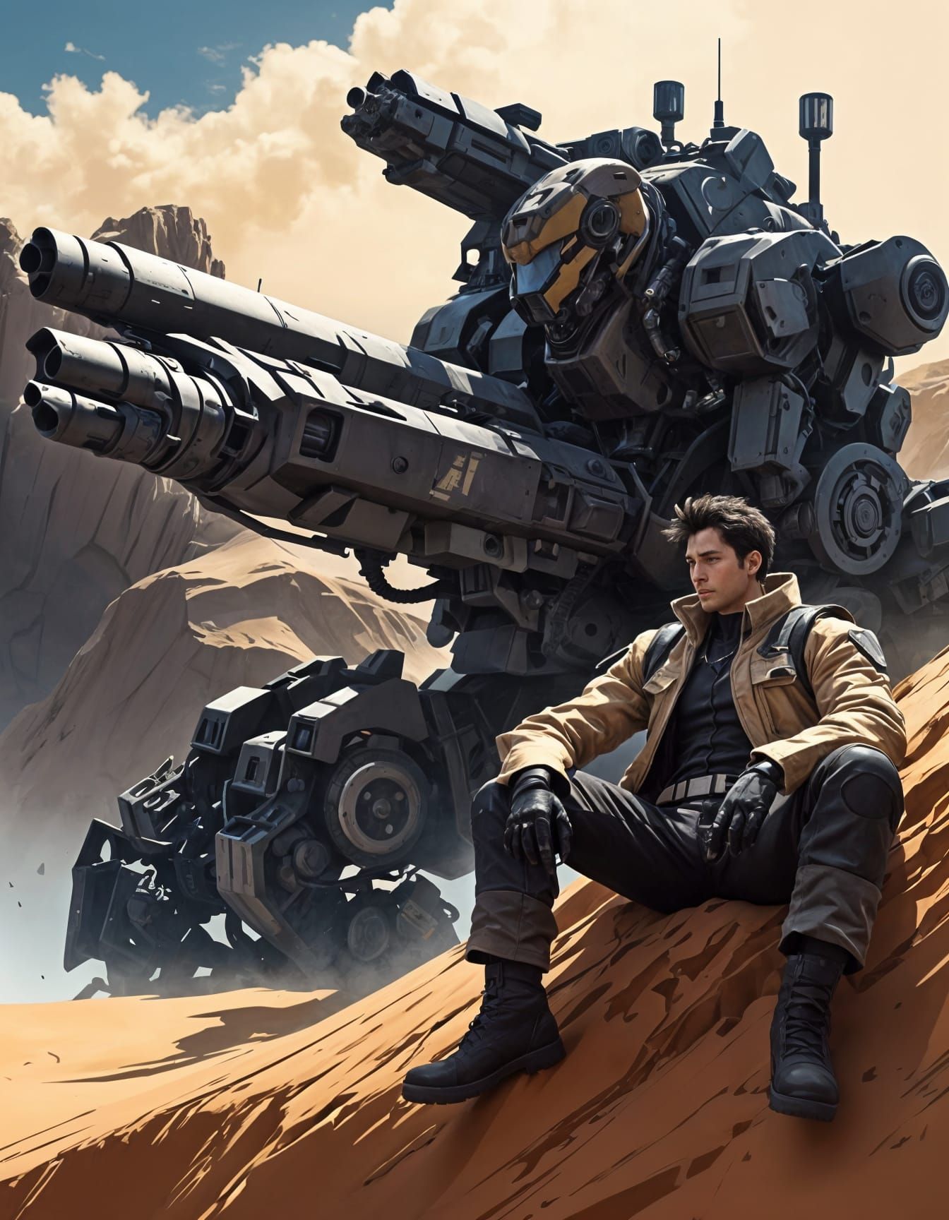 Maverick Mecha Pilot Rides into the Sunset