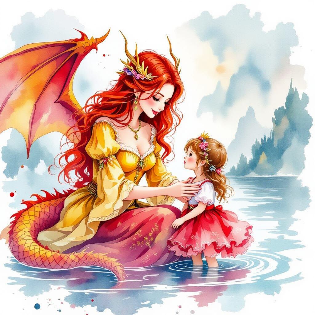 Dragon Queen and Child on Dragon Island