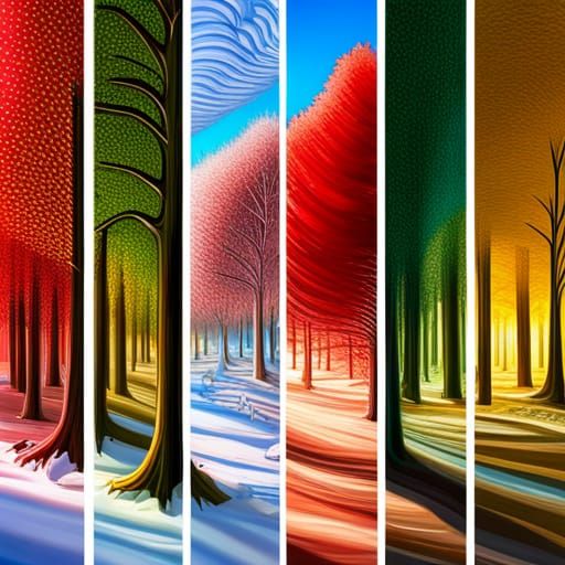 Four Seasons Forest with 3D Petal Textures
