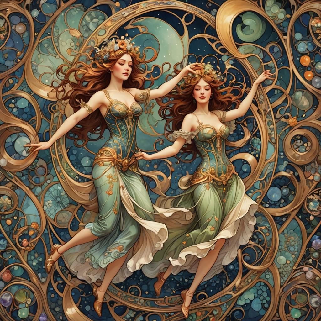 Catalyst Dancing in Fractal Art Nouveau Style