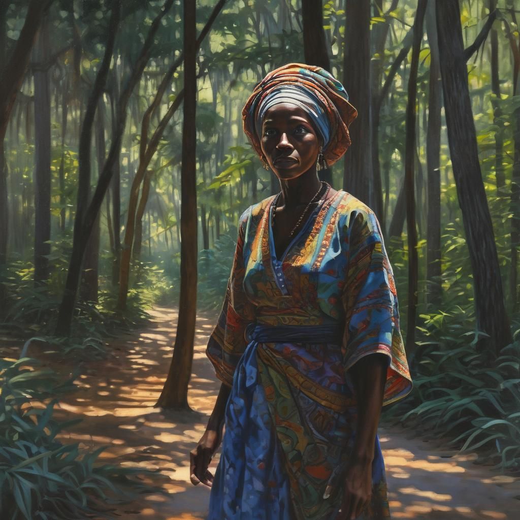 Gullah Geechee Woman in Impressionist Gouache