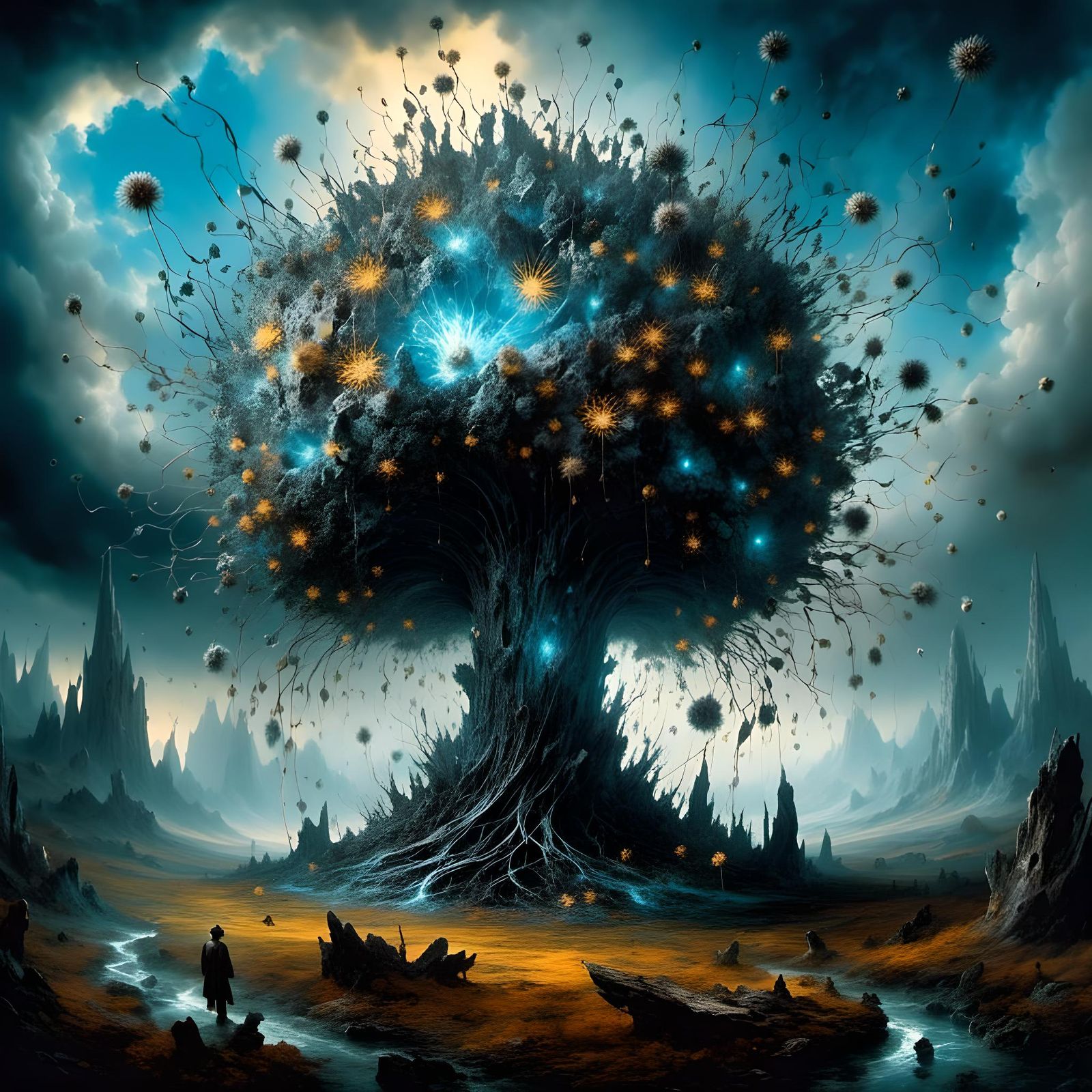 Surreal Landscape with Ominous Being, Salvador Dali Style