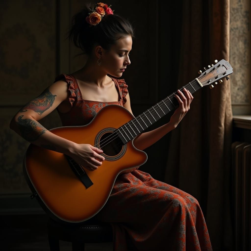 Mysterious Singer in a Dark, Intimate Space