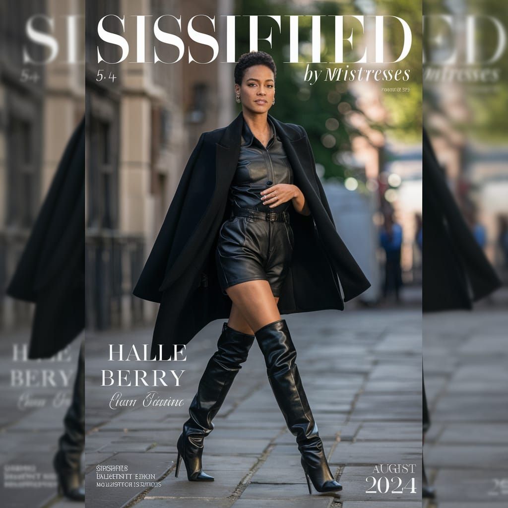 Halle Berry on Magazine Cover in Leather Outfit