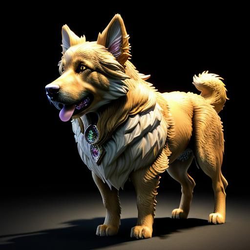 Golden Retriever German Shepherd Hybrid Fantasy Creature