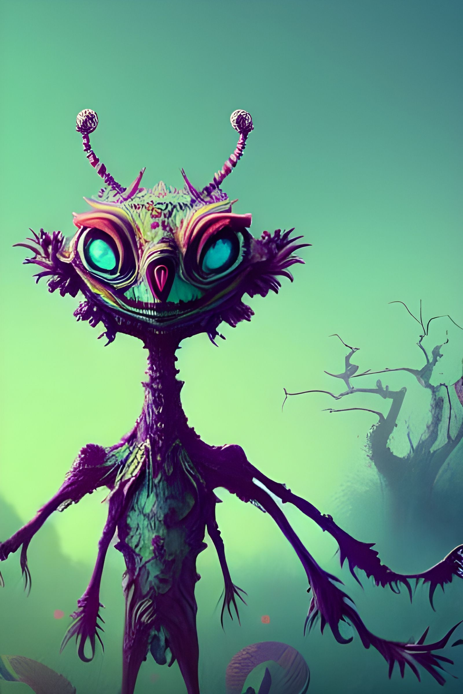 Detailed Multi-Eyed Creature in a Whimsical Style