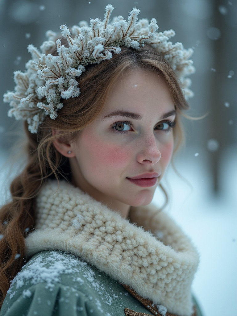 Snegurochka Portrait in Winter Wonderland