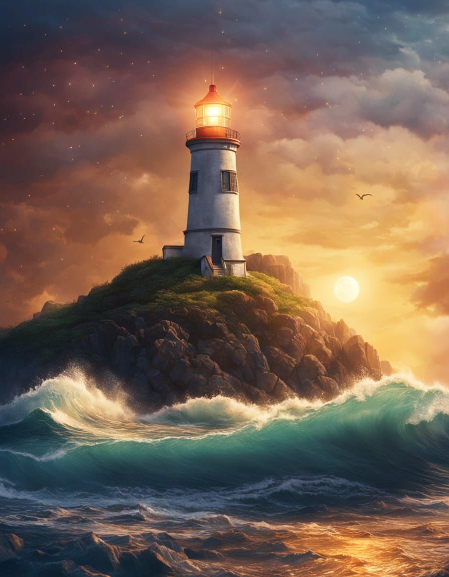 Lighthouse at Sea: Digital Matte Painting