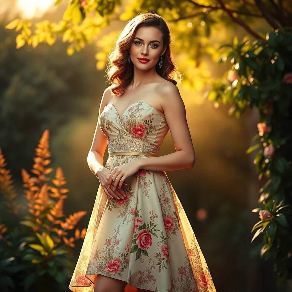Elegant Woman in American Dress, Photorealistic Style