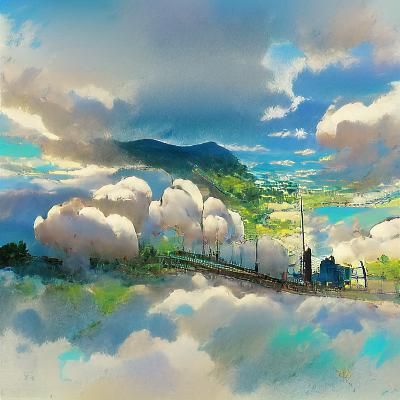Ghibli-Style Clouds in Anime Key Visual