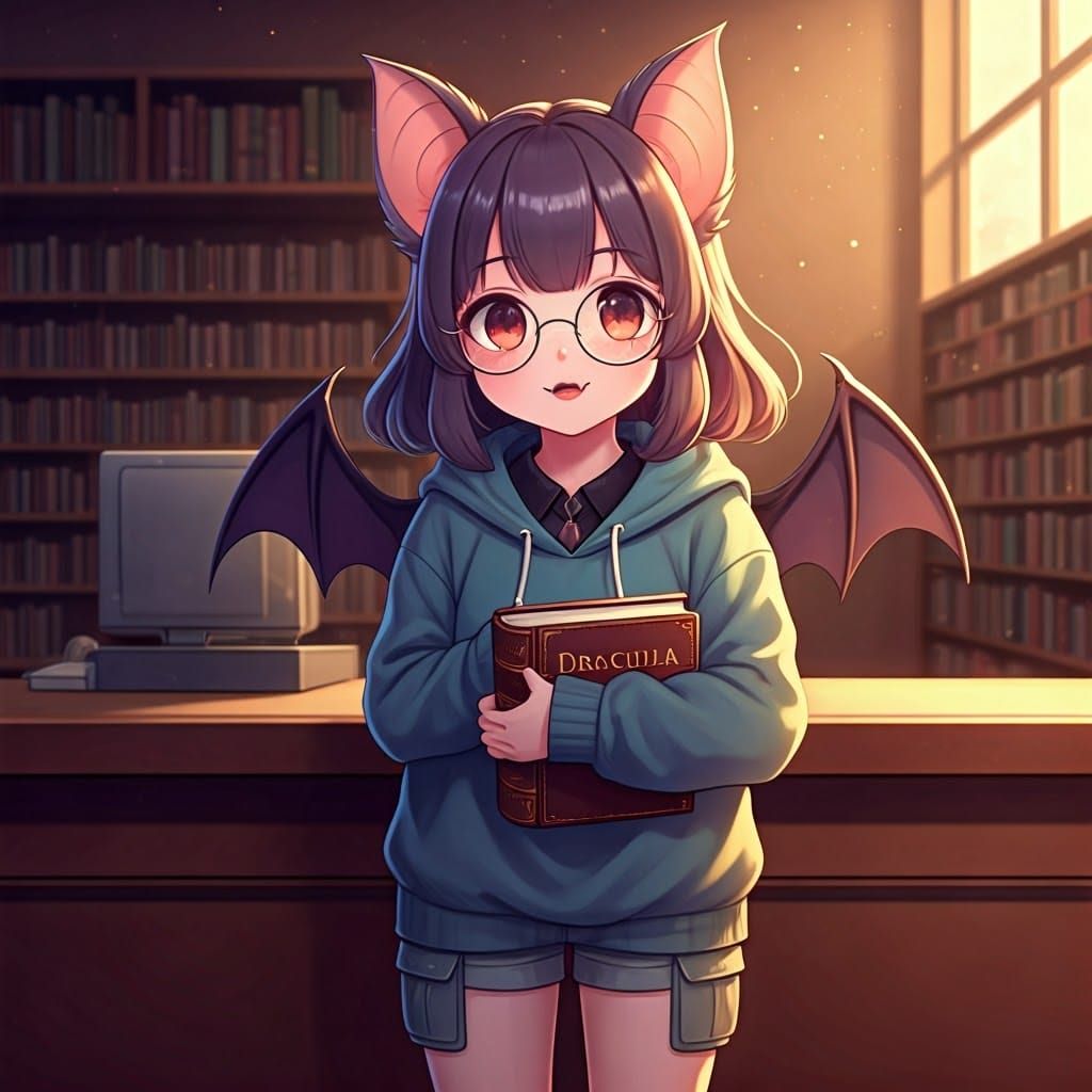 Anthro Bat Girl in Kawaii Anime Manga Style