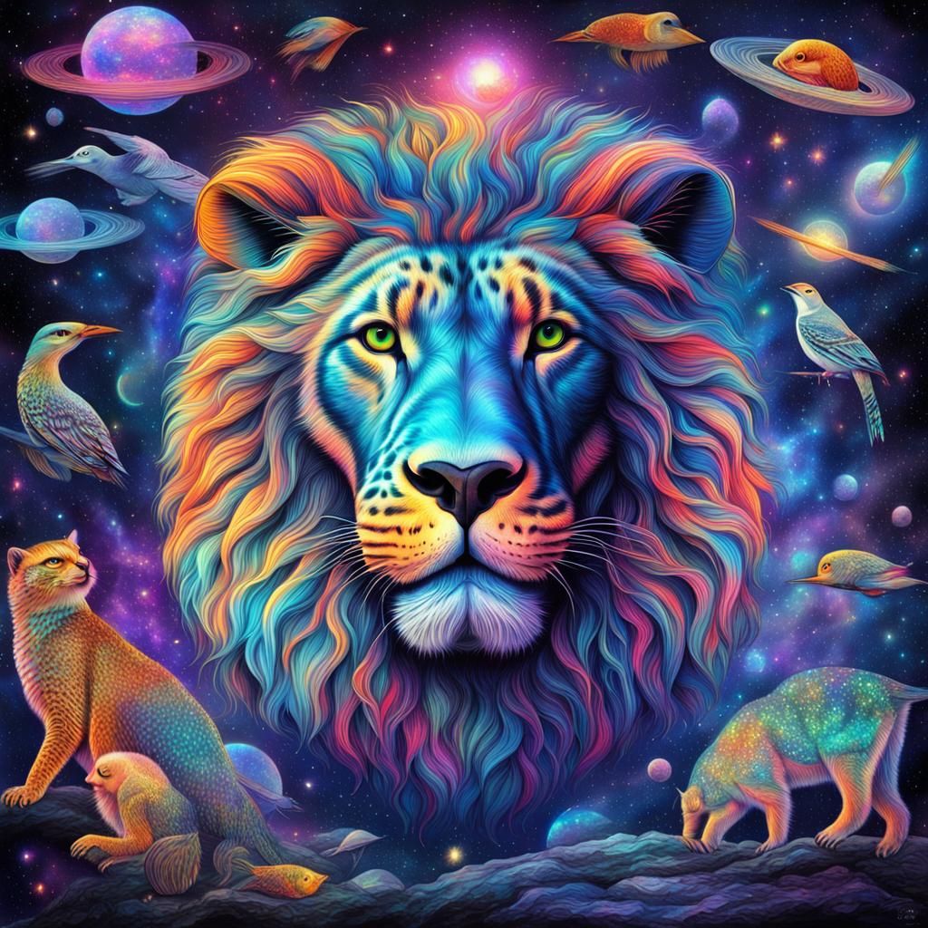 Astral Animals in Holographic Cosmic Illustration