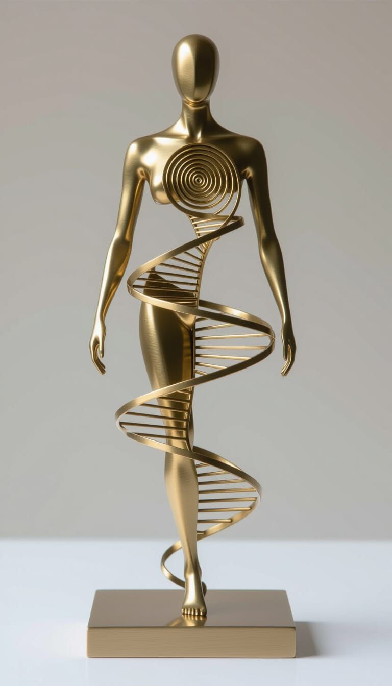 Minimalist Bronze Figurine of Deconstructed Human Form