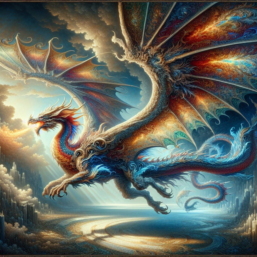 Magnificent Dragon Soaring Through the Sky