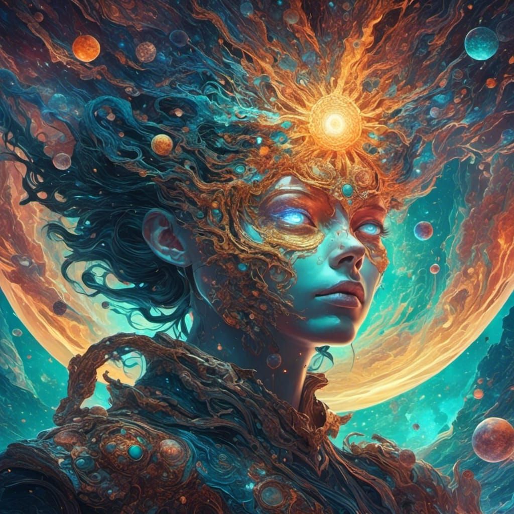 God of Destruction Among Corpses in Holographic Art