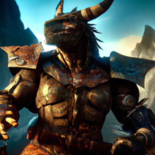 Dragonborn Barbarian in Dark Fantasy Style