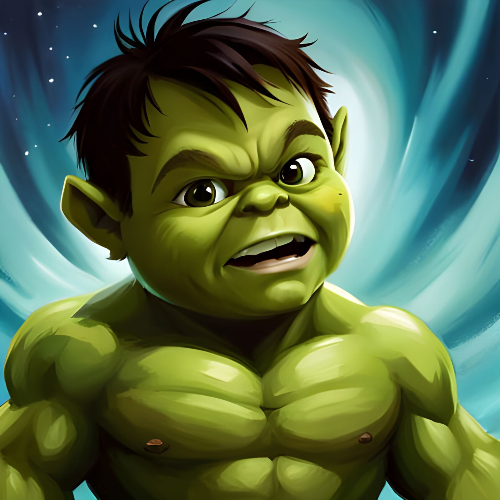 Adorable Baby Hulk Oil Painting