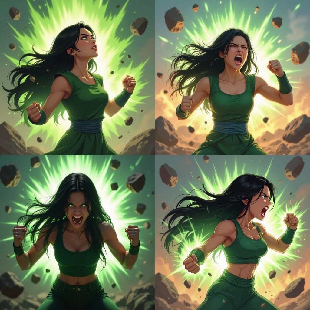 Girl Screaming in Rage, Legendary Super Saiyan Transformatio...