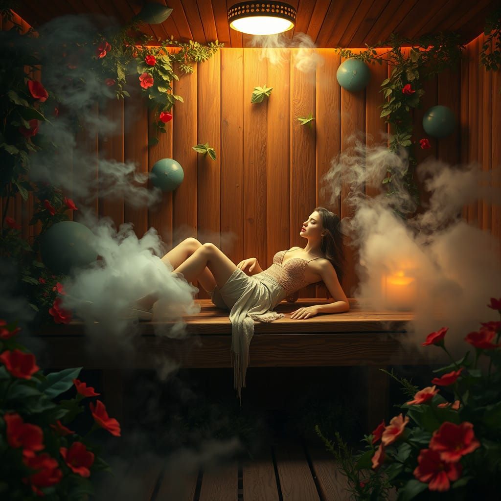 Mystical Sauna Sanctuary in Vibrant Hues