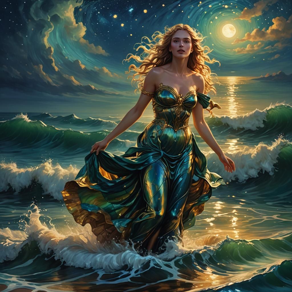 Aphrodite Rising: Fantasy Art in Oil Painting Style