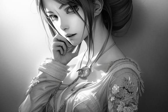 Detailed Coloring Book Page in Digital Illustration Style