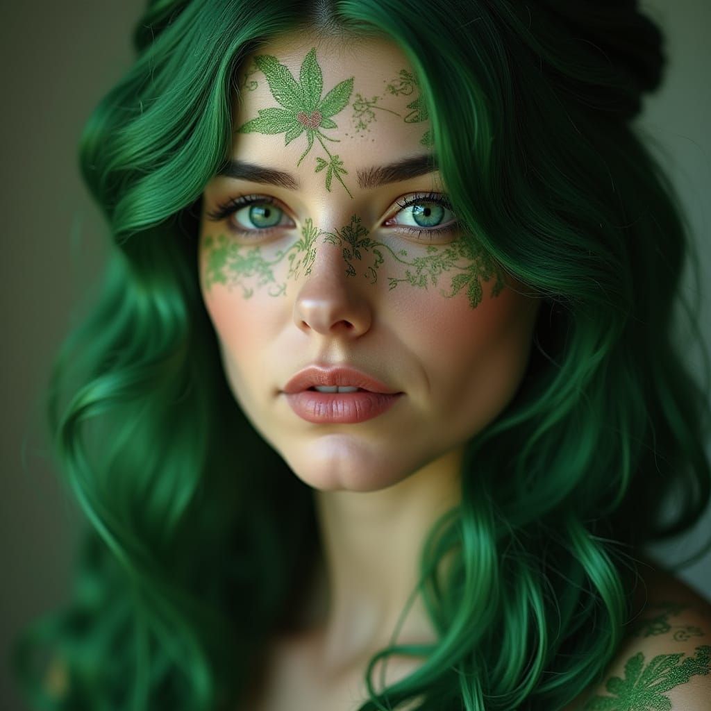 Beautiful Woman Portrait with Art Nouveau Curves