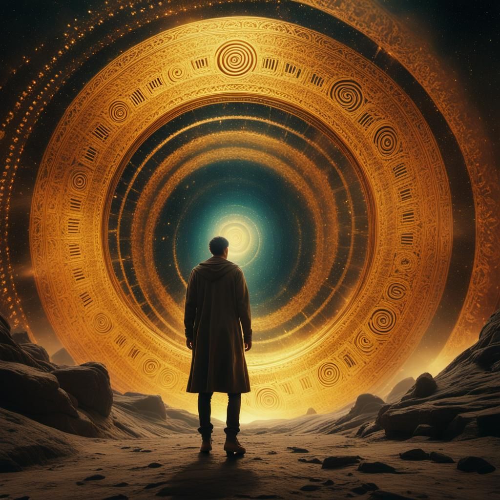 Man Navigates Cosmic Realms with Ancient Secrets