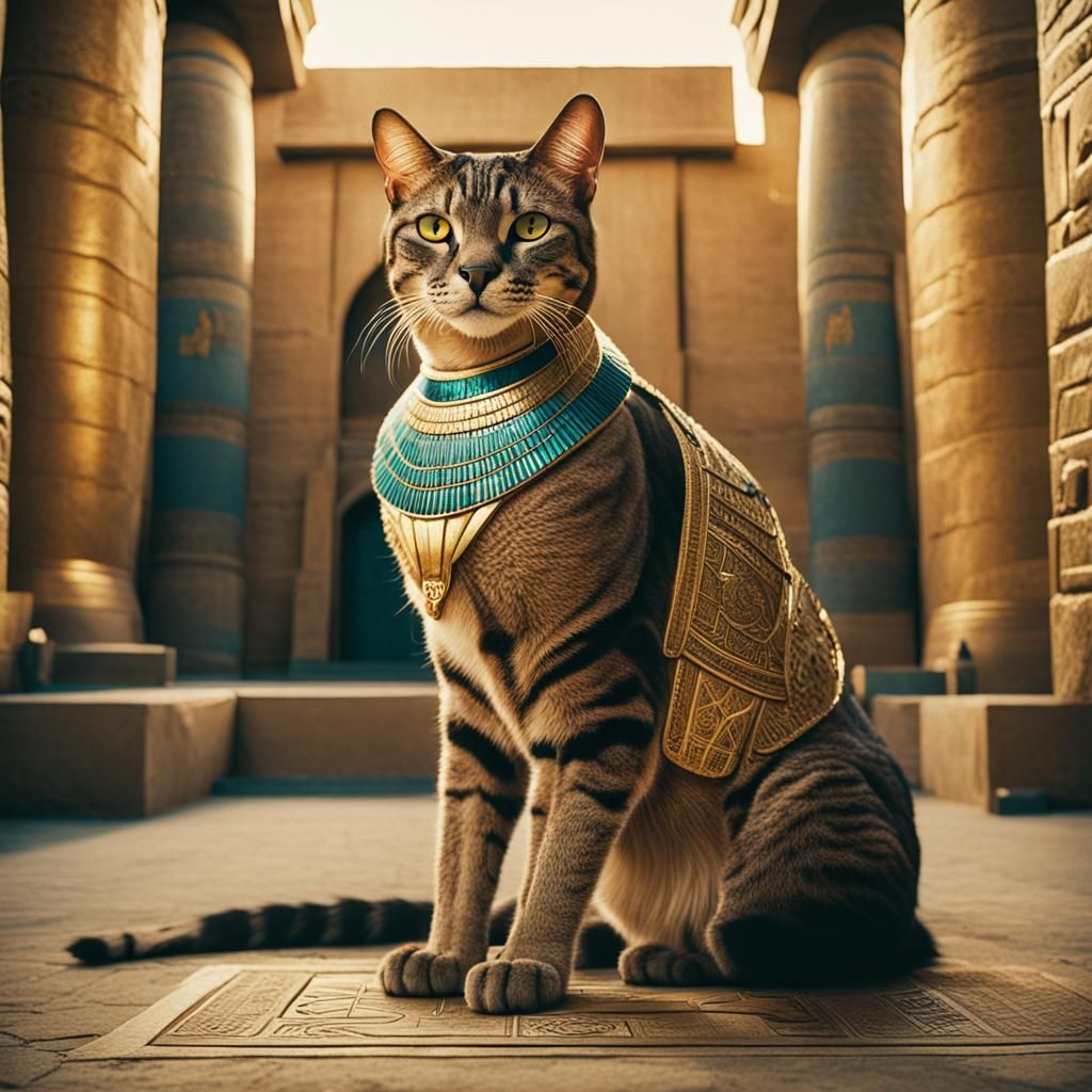 Egyptian Cat Living a Rich Life, Cinematic Still