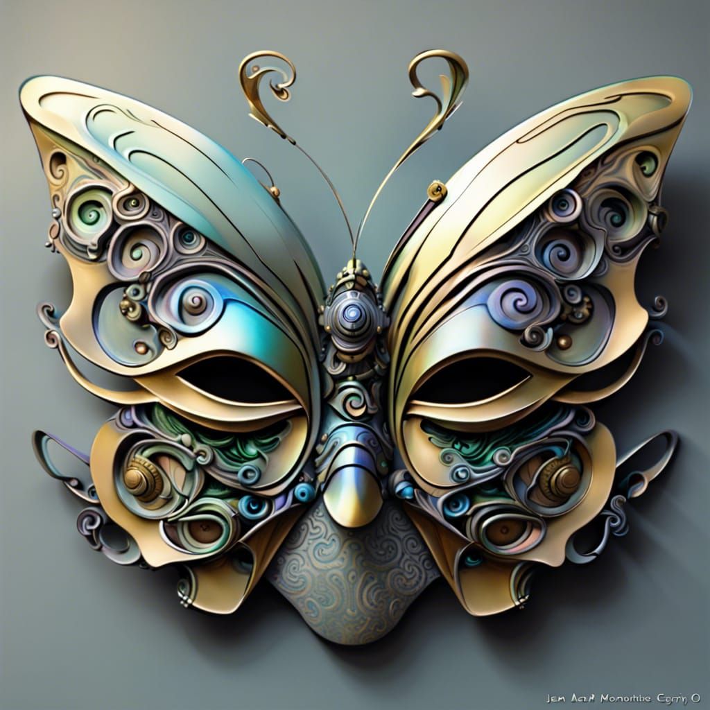 Butterfly Mask with Lorenz Attractor in 3D Digital Art