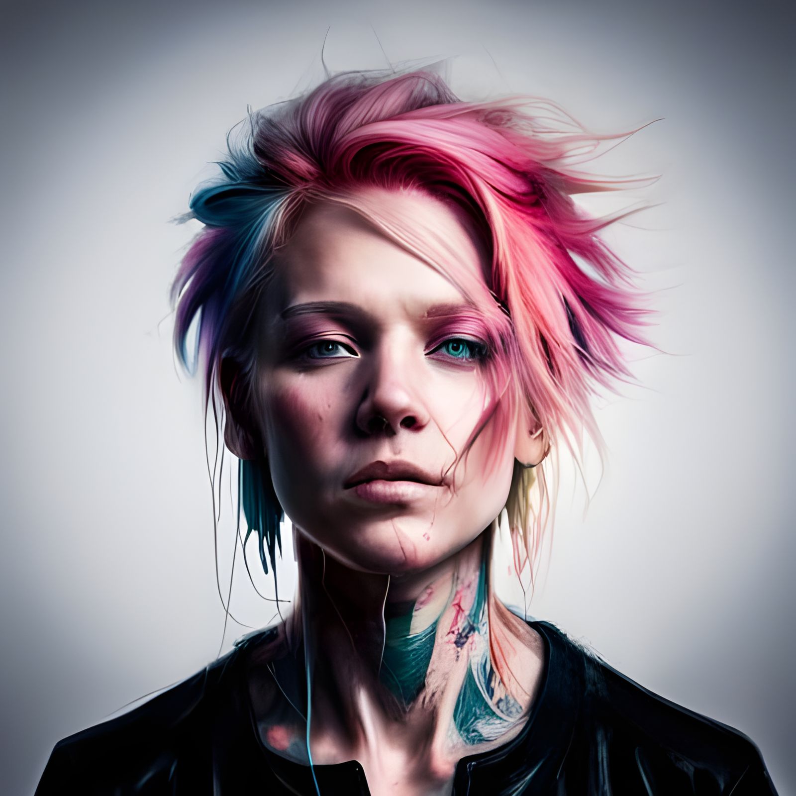 Neon Cyberpunk Hacker Girl with Pink Hair