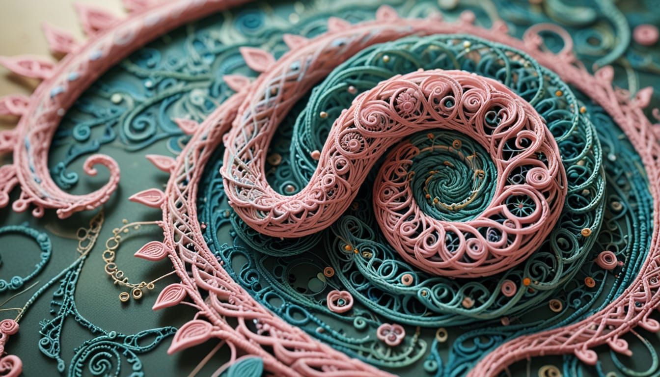 Biomorphic Ropes in Spiraling Macro Photograph, Haring Style