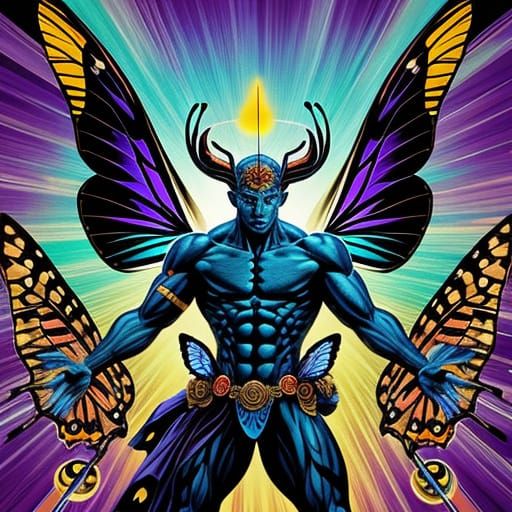 Mystical Butterfly Deity in Comic Book Style