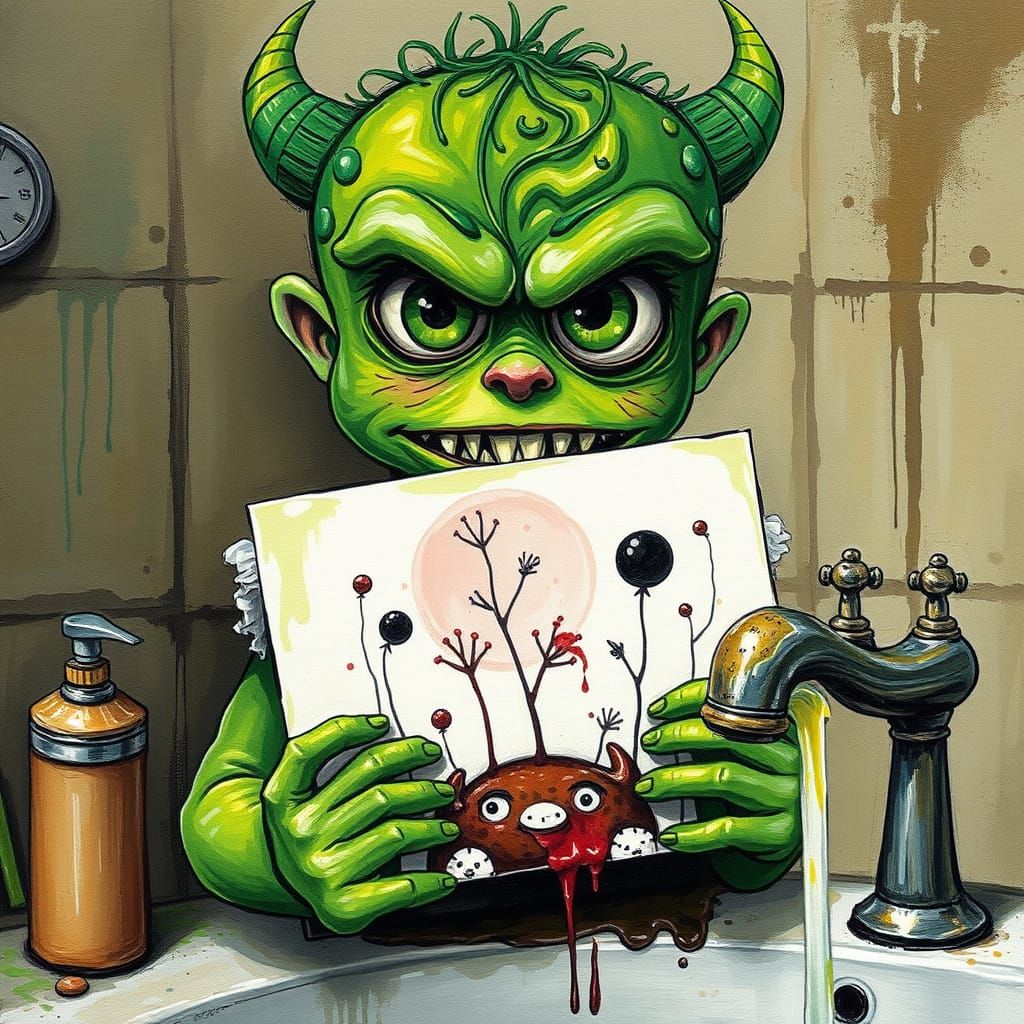 Malevolent Monster Destroys Sister's Artwork in a Fit of Jea...