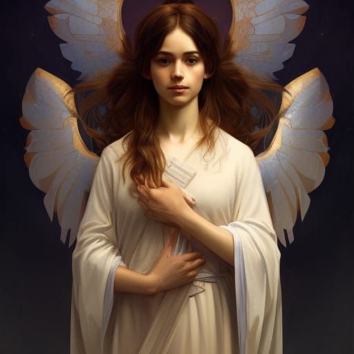 Annunciation Angel Portrait in Art Nouveau Style