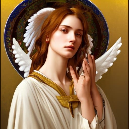 The Angel of Annunciation in Vibrant Triadic Colors