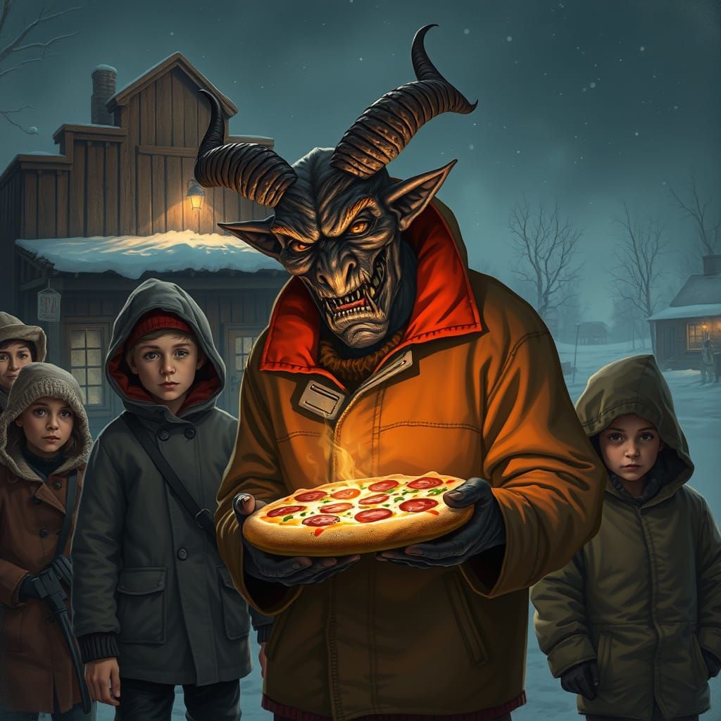 Demonic Pizza Delivery on a Winter Night