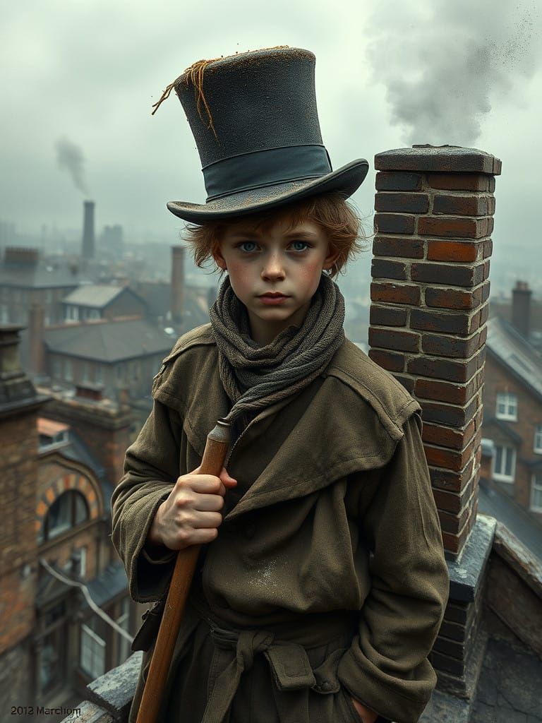 Victorian Era Chimney Sweep in Grimy Victorian London