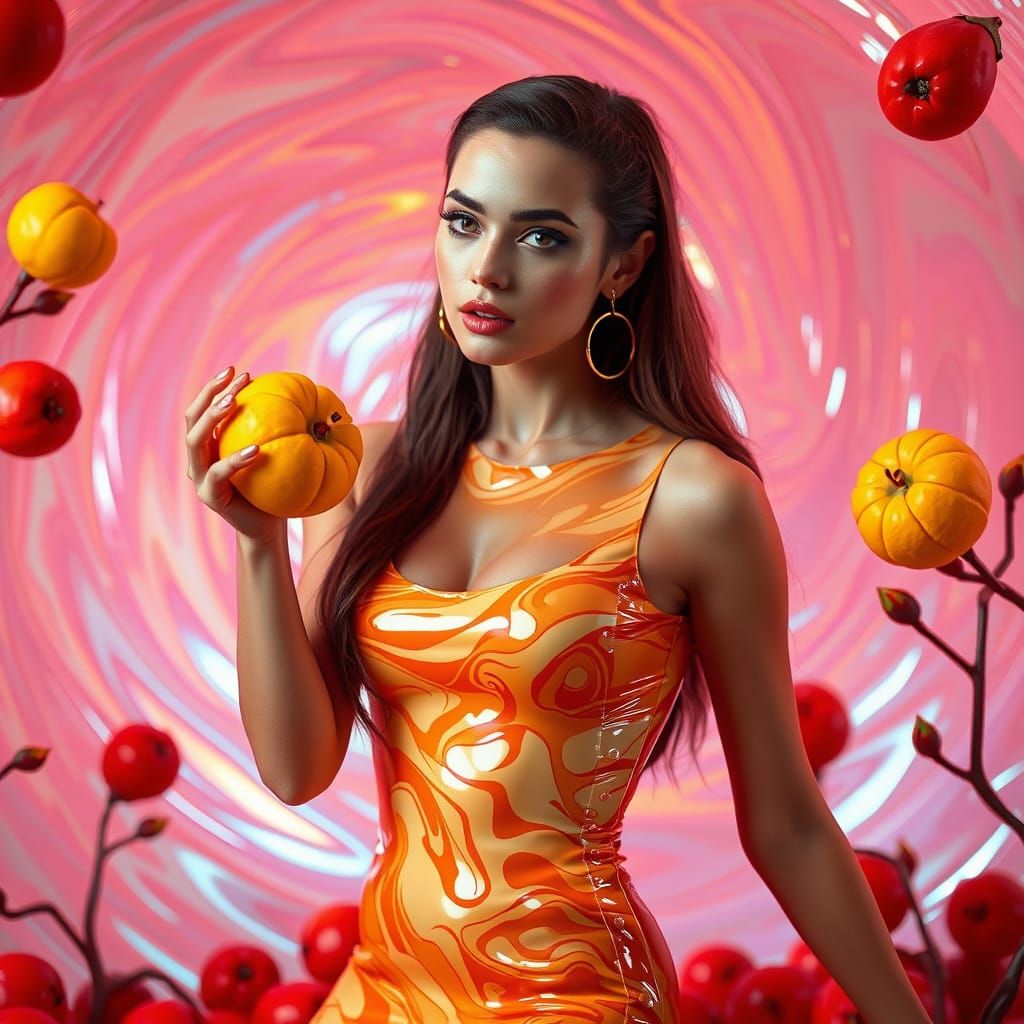 Metallic Latex Dress in Futuristic Style