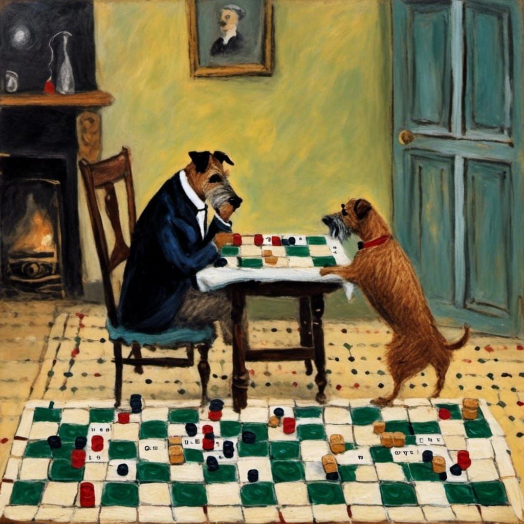 Scrabble Game in Utrillo's Distinctive Style