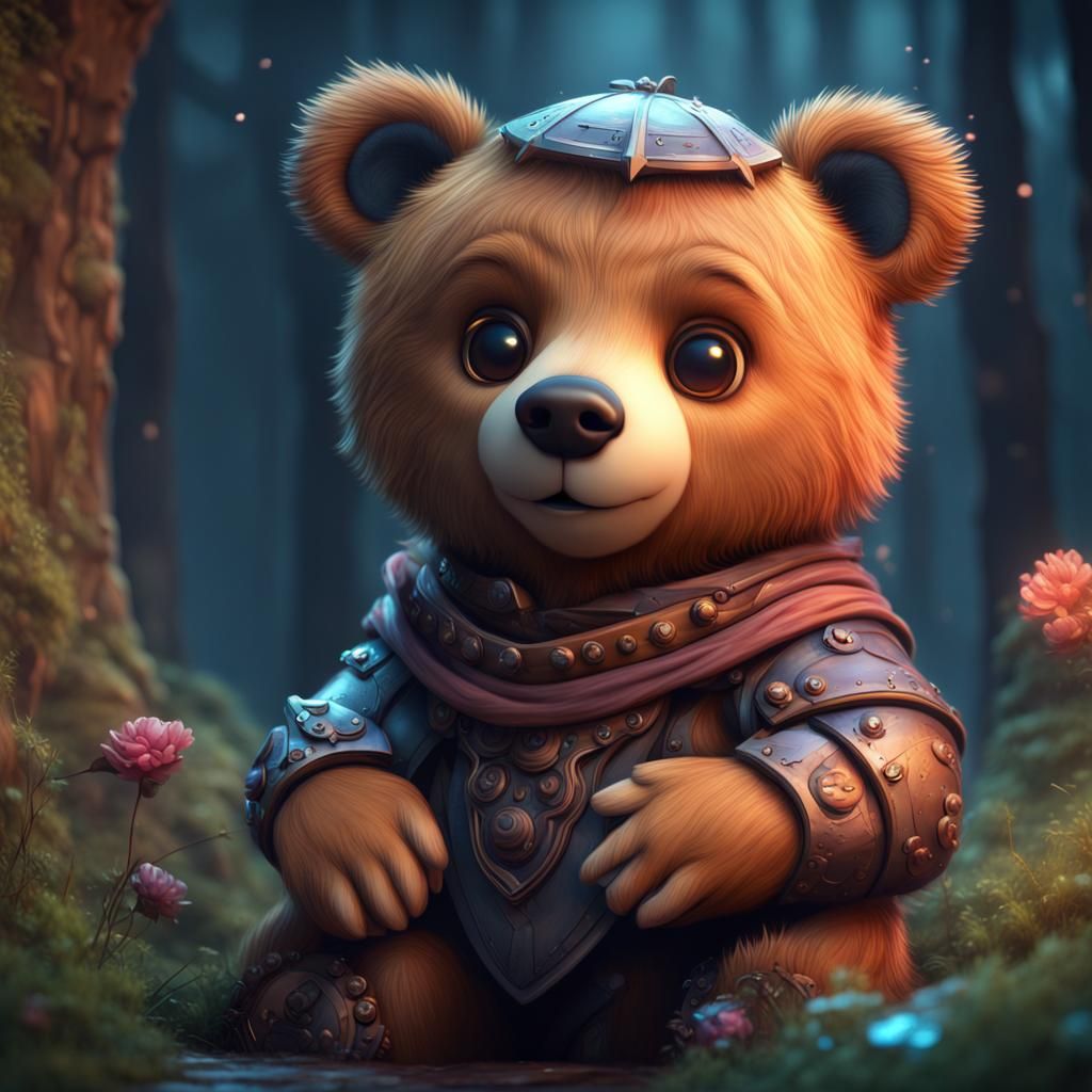 Cute Bear in Detailed Matte Painting Style