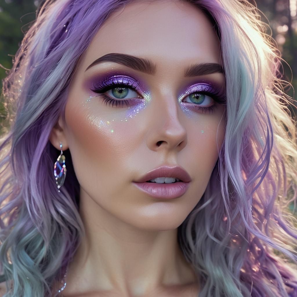 Beauty with purple hair