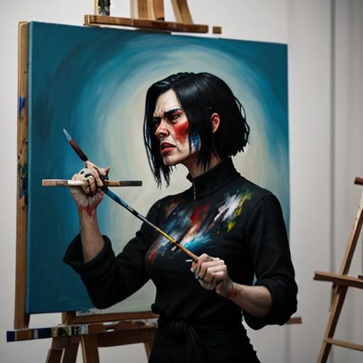 Furious Woman Paints Her Anger