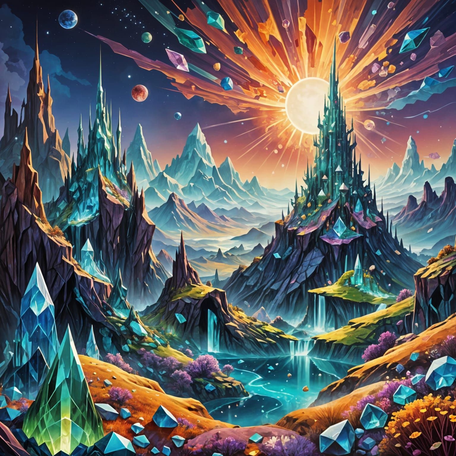 Glittering Gemstone Landscape