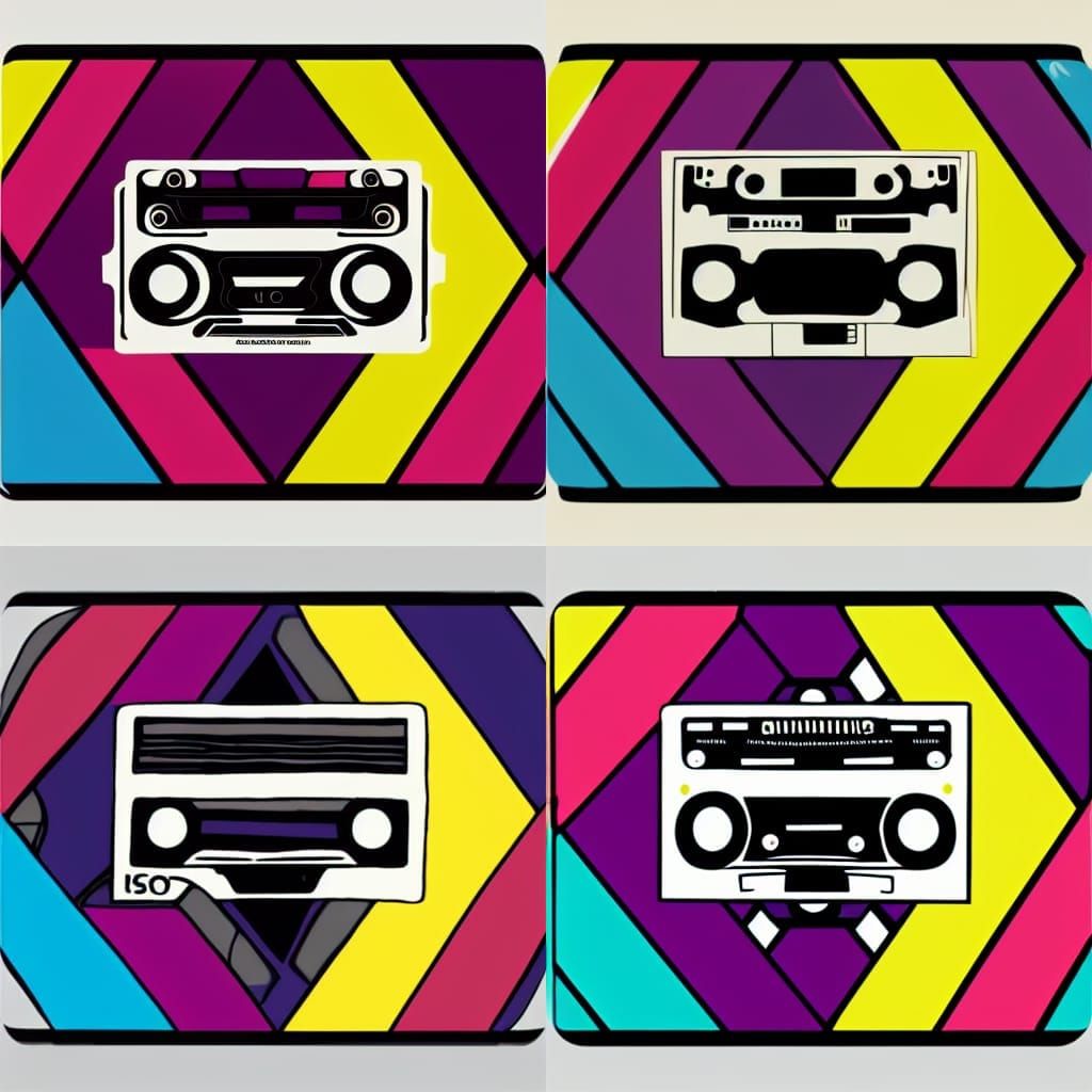 Cassette Tape in Pop Art Style