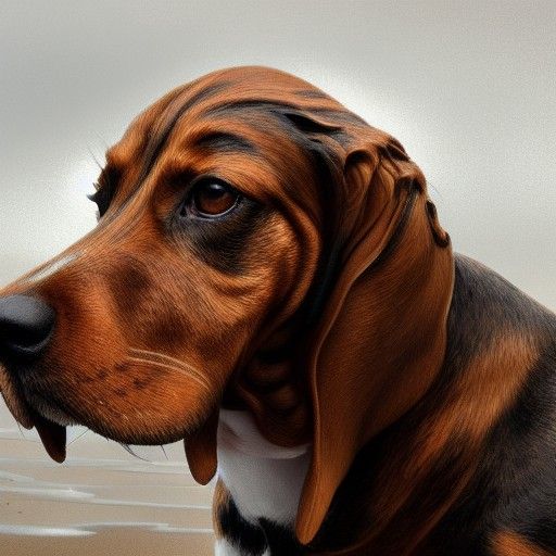 Basset Hound Beach Run: Hyperrealistic Portrait