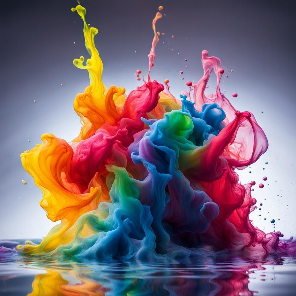 Rainbow Ink Swirls in Water